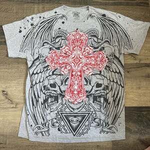 Call Your Mother Gothic Cross & Wings Graphic T-Shirt
